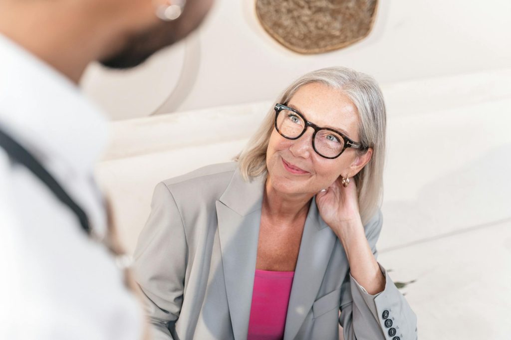 Blonde Layered Hair Mature Woman