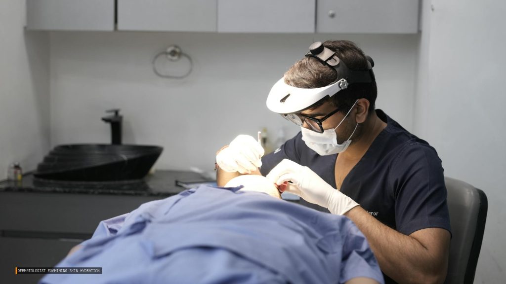 Dermatologist Examining Skin Hydration