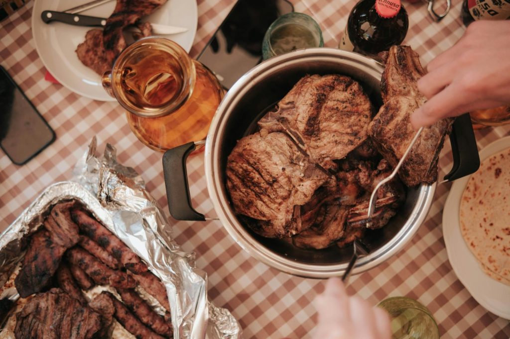 Meat On Dinner Table